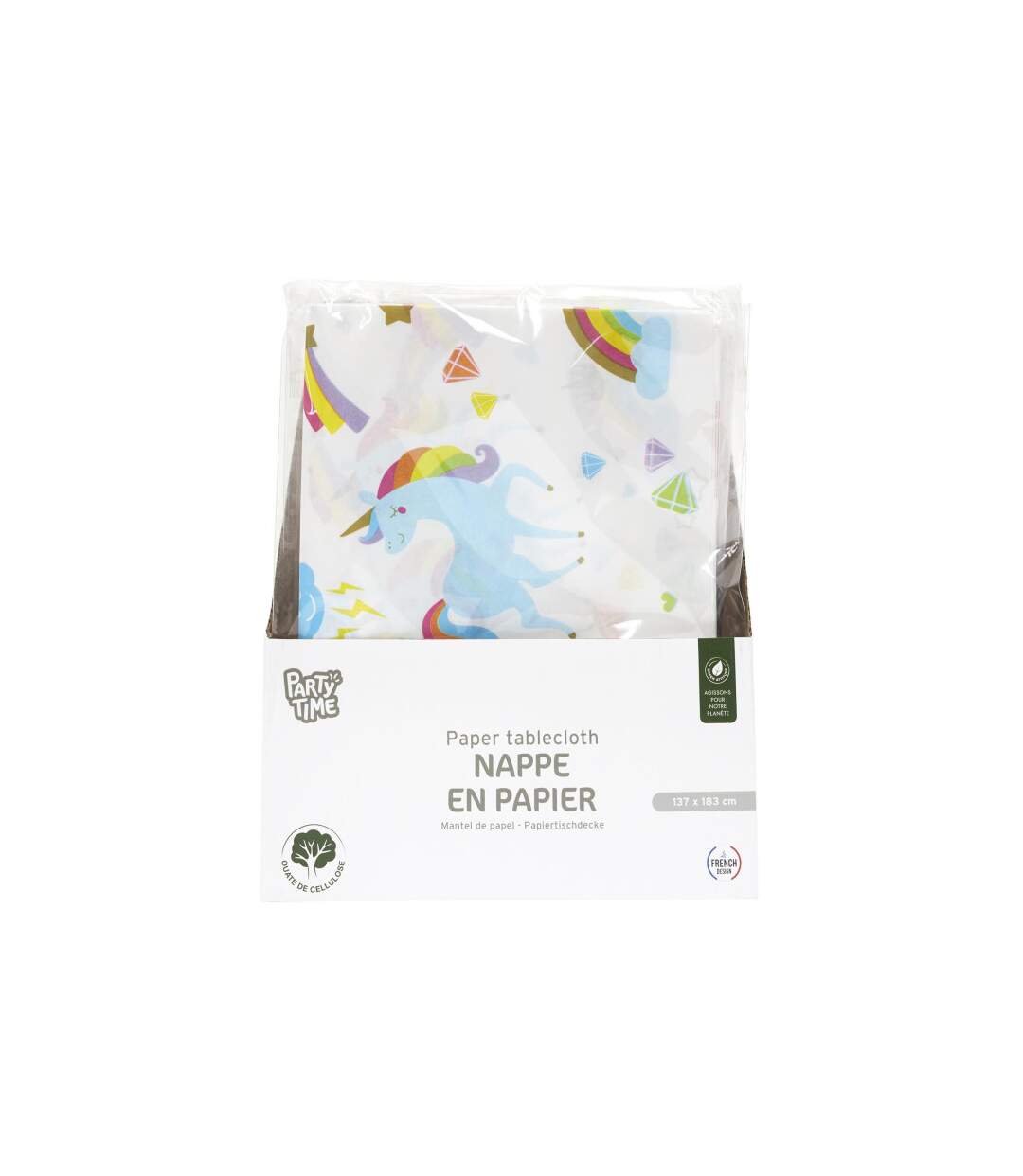 Nappe en Papier Licorne 137x183cm Blanc-4