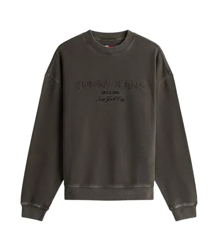 Sweat Motif/style Logo Brodé Homme Noir Délavé Tommy Jeans