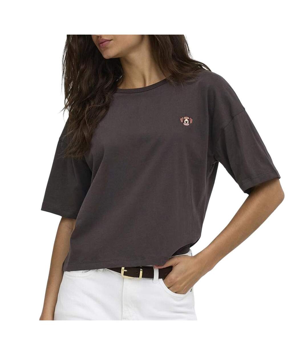 T-Shirt marron femme jdy cally-1