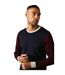 Mens colour block cotton crew neck sweater navy Burton