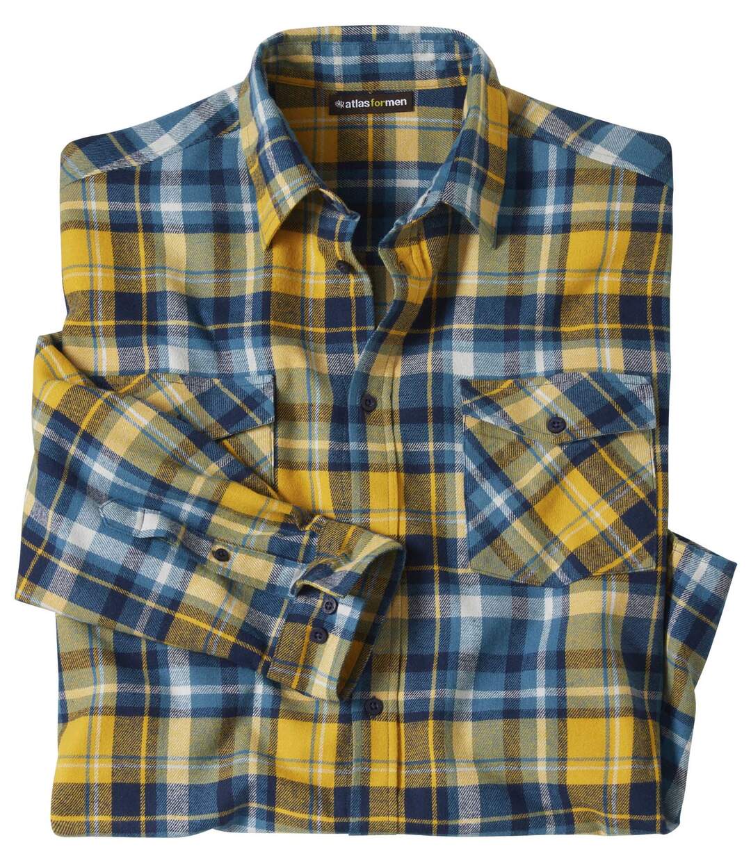 Chemise en flanelle à carreaux homme - bleu jaune-3