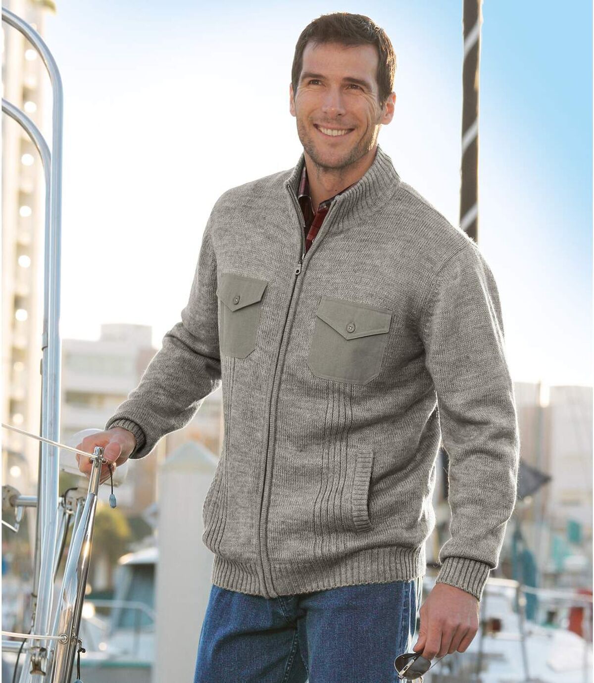 Pletený sveter s praktickými vreckami Atlas For Men