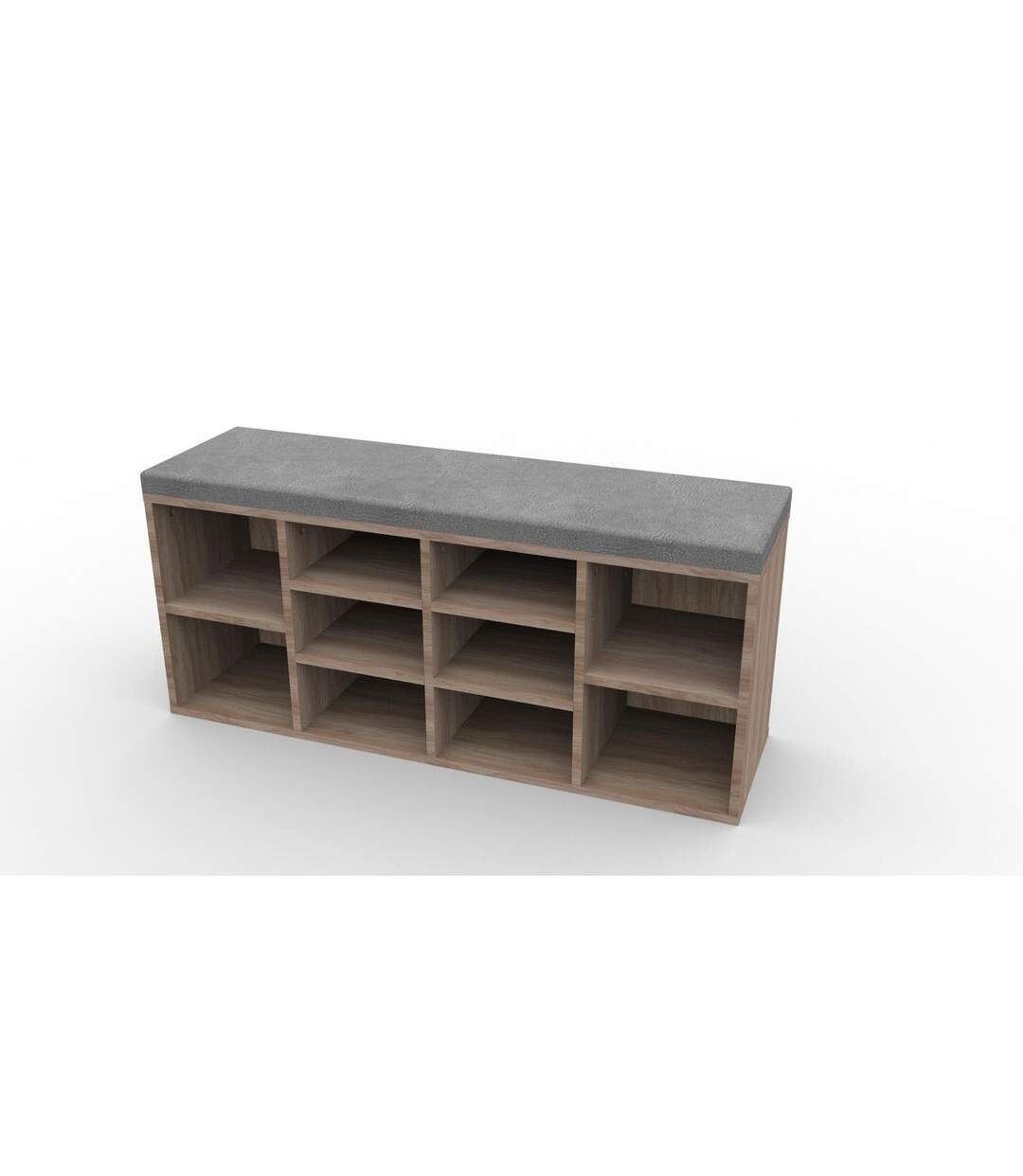 Banc de rangement à chaussures avec coussin JOE - 103,5x29,5x48 cm - Marron-1
