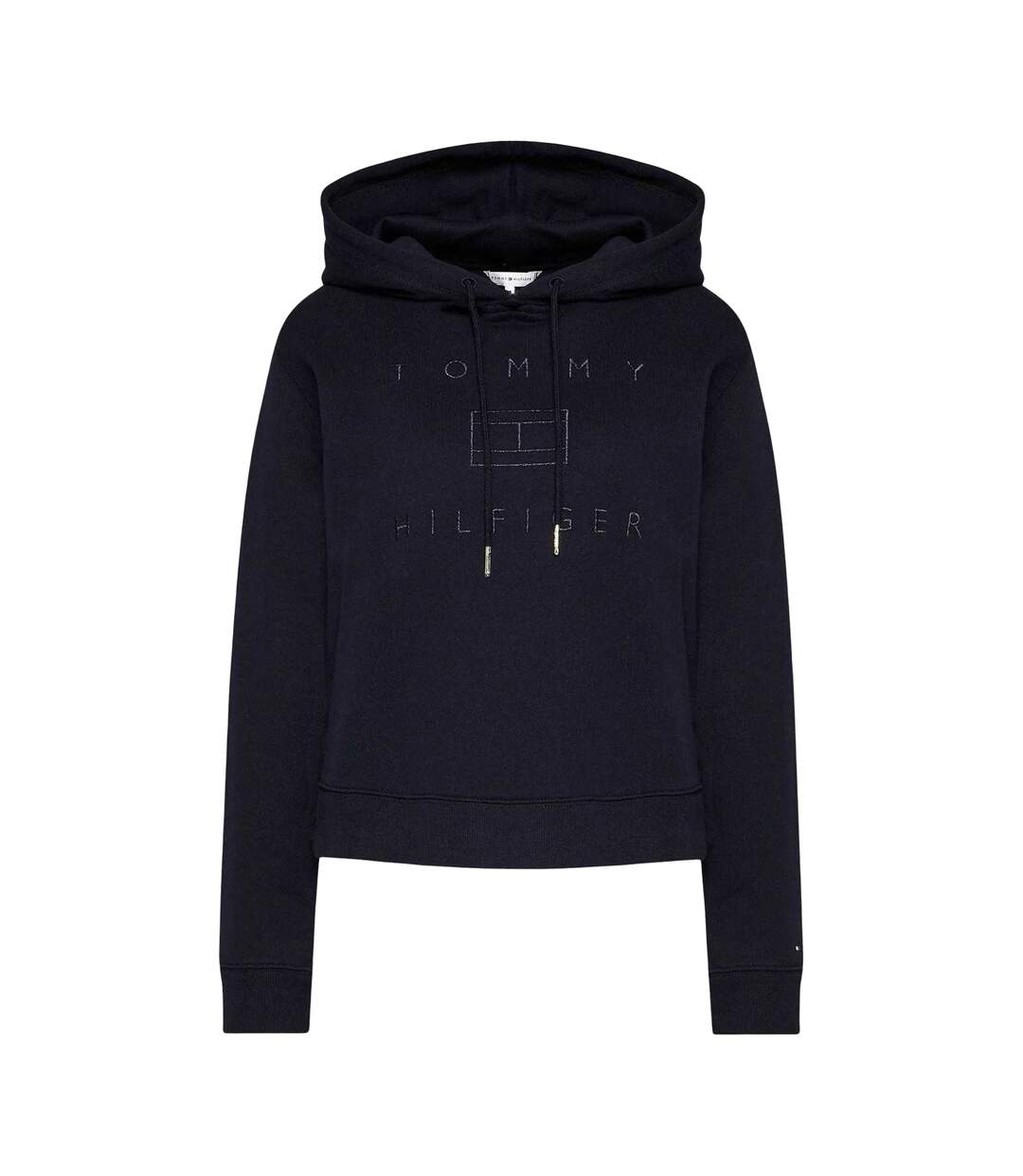 Sweat À Capuche Motif/style Logo Brodé Femme Bleu Marine Tommy Hilfiger-1