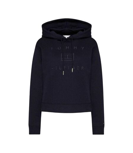 Sweat À Capuche Motif/style Logo Brodé Femme Bleu Marine Tommy Hilfiger