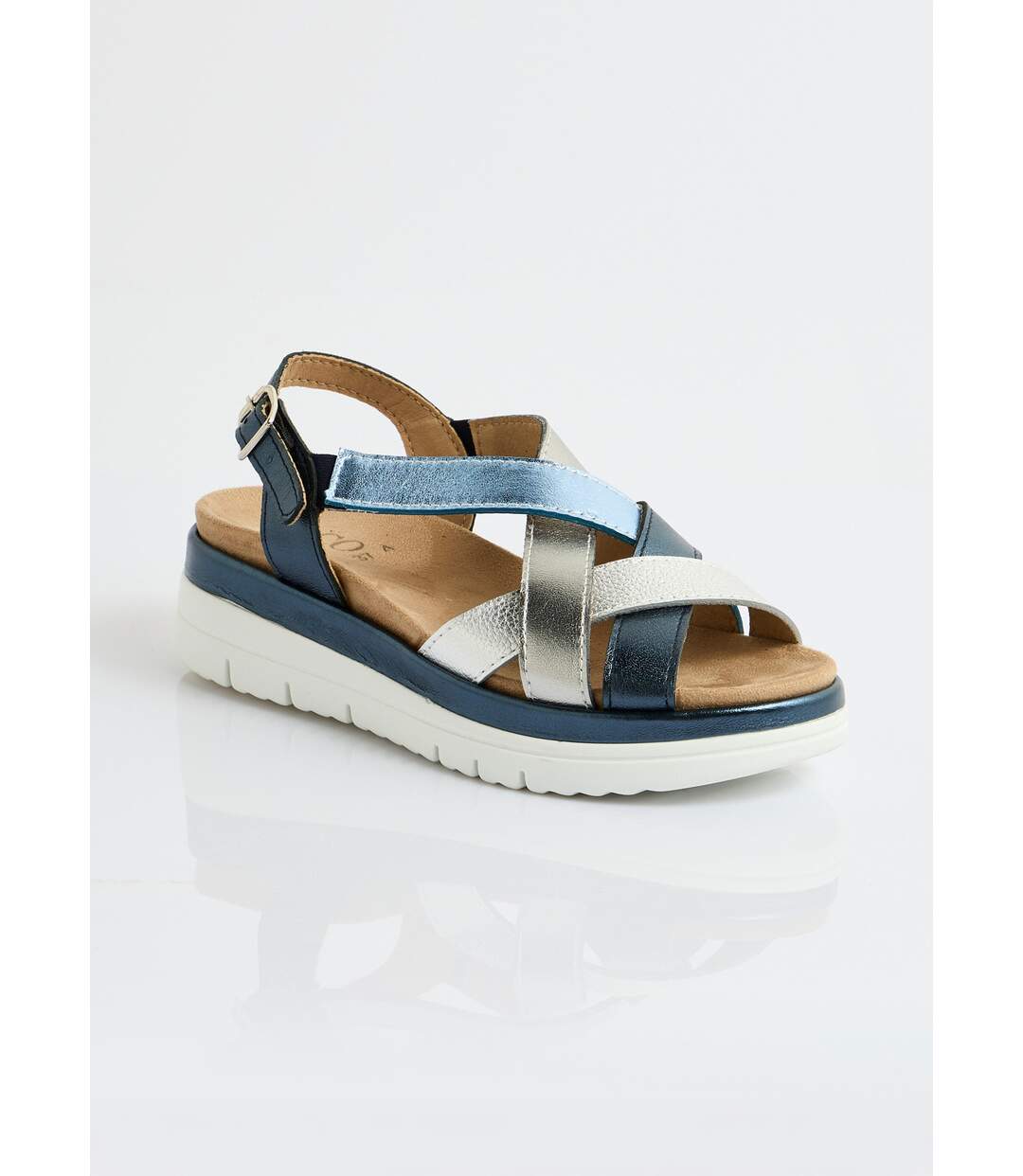 Sandales multibrides compensées grande largeur-1