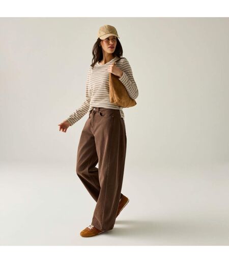 T-shirt Manches Longues Motif/style À Rayures Federica Femme Beige Clair Marron Foncé Regatta