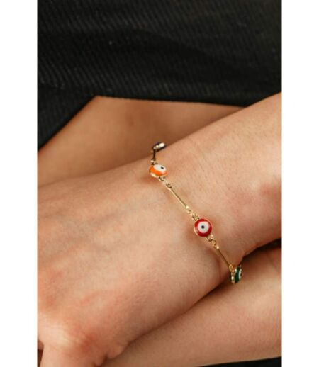 Gold and Silver Evil Eye Charm Dainty Minimalist Protection Bracelet