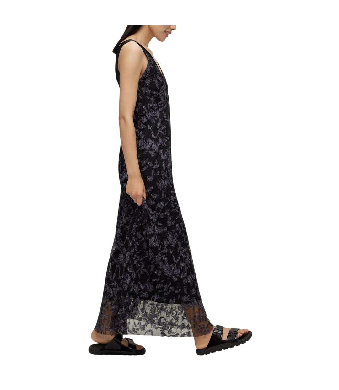 Robe Portefeuille Sans Manches Dessona Femme Marron Boss-4