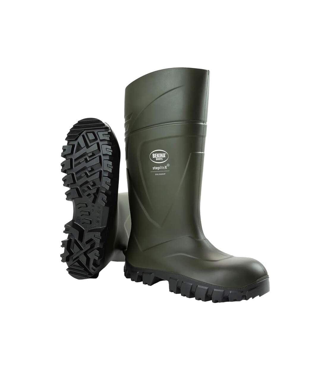 Unisex adult steplitex solidgrip s5 wellington boots green/black Bekina-1