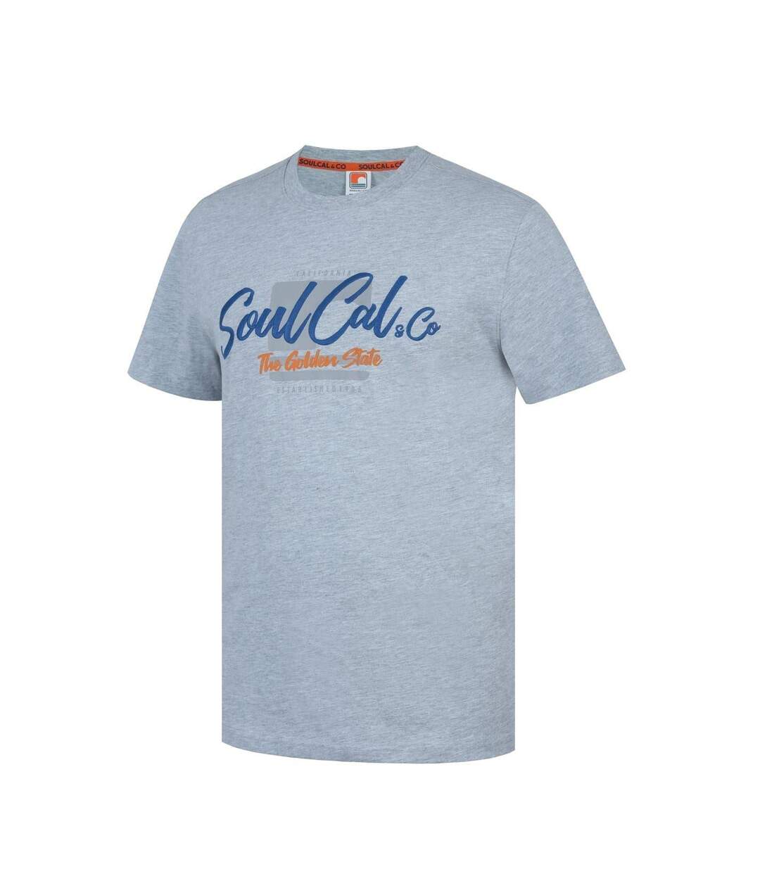 Mens Back Print T-shirt Grey Marl SoulCal-3