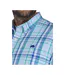 Mens Pacific Checked Linen-look Short-sleeved Shirt Sky Blue Raging Bull-4
