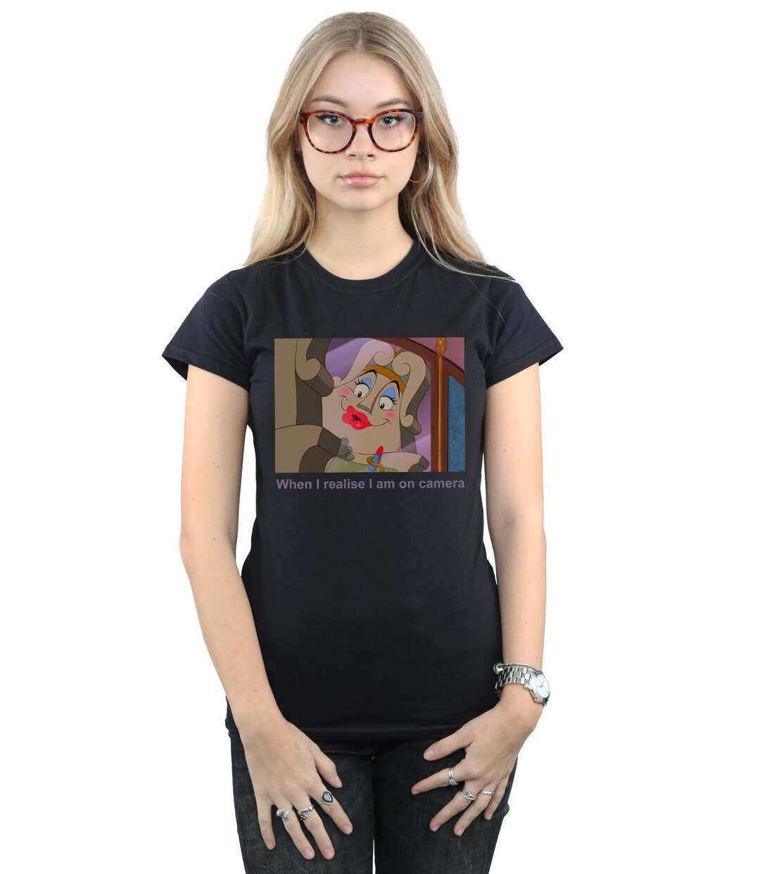 Disney - T-shirt BEAUTY AND THE BEAST MADAME DE LA GRANDE BOUCHE - Femme (Noir) - UTBI16367-2