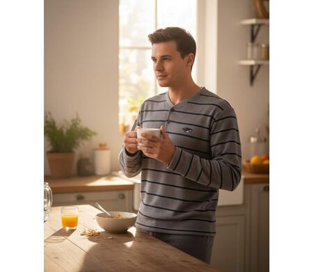 Pyjama Homme Hiver Polaire Doux RAYURE Z2654