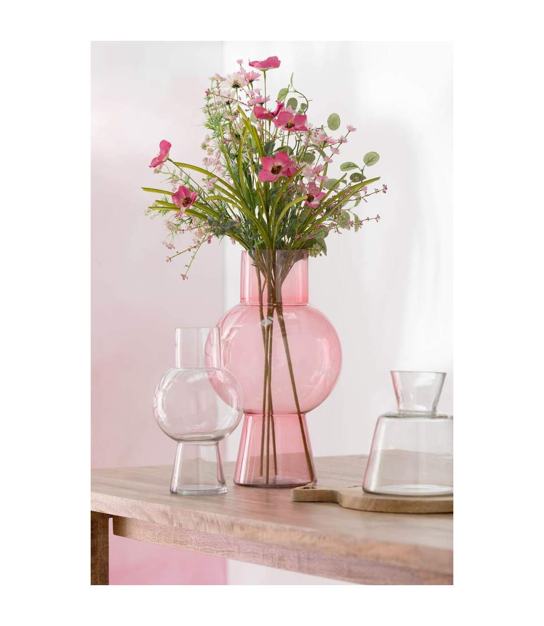 Vase Boule en Verre Pinky Perfect 22cm Transparent-3