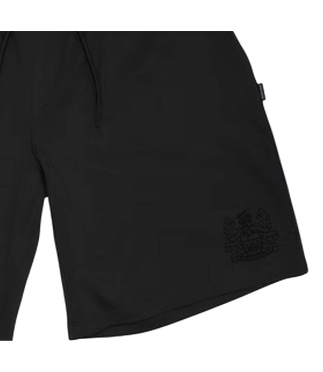 Mens Fleece Embroidered Logo Shorts Black Aquascutum-3