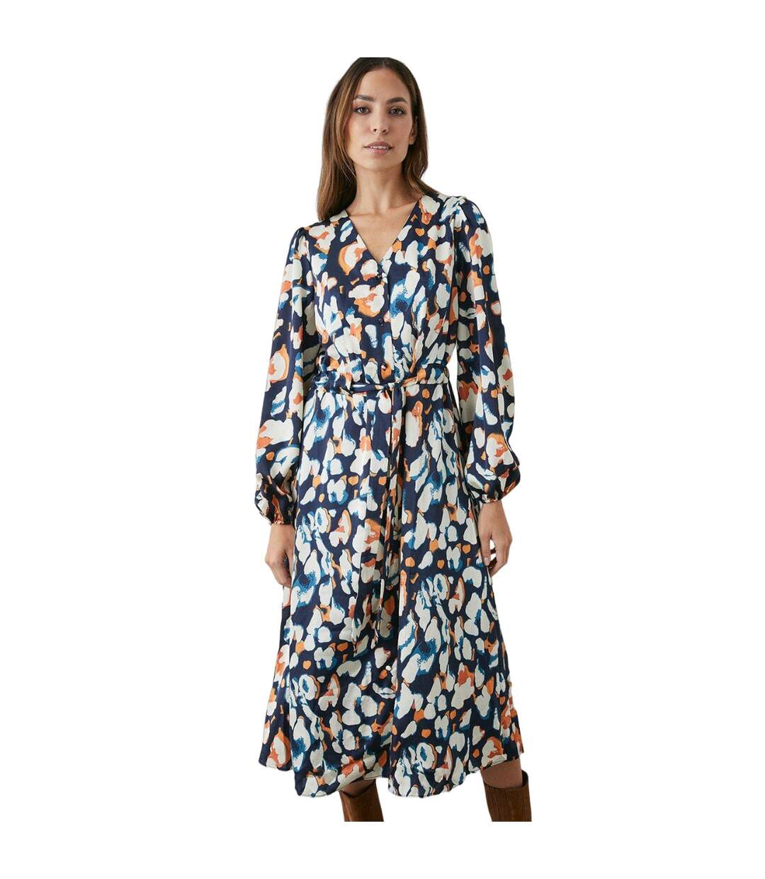 Robe mi-longue femme bleu marine Principles-1