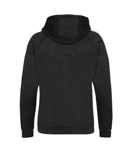 Mens Polyester Sport Full Zip Hoodie Jet Black Arctic White Awdis