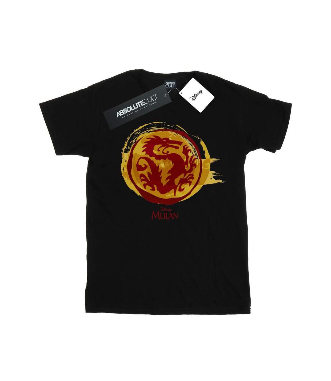 Disney Womens/Ladies Mulan Courage Dragon Symbol Cotton Boyfriend T-Shirt (Noir) - UTBI18034-1