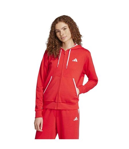 Womens/ladies Essential French Terry Full Zip Hoodie Ruby Red Adidas