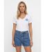 T-shirt col rond, fleur 3D bouclette-1