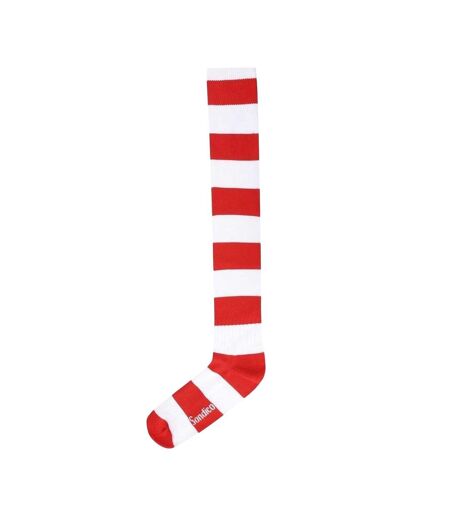 Chaussettes De Foot Motif/style Rayures Contrastées Homme Rouge Blanc Sondico