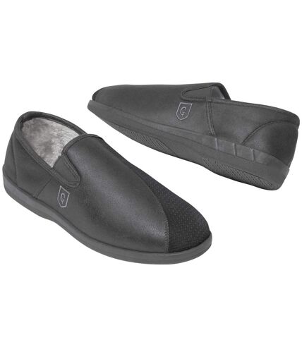 Men's Anthracite Dual-Material Slippers  