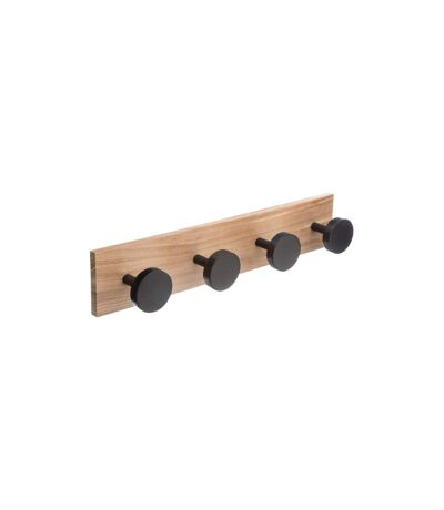 Patère en Bois 4 Têtes 40cm Noir