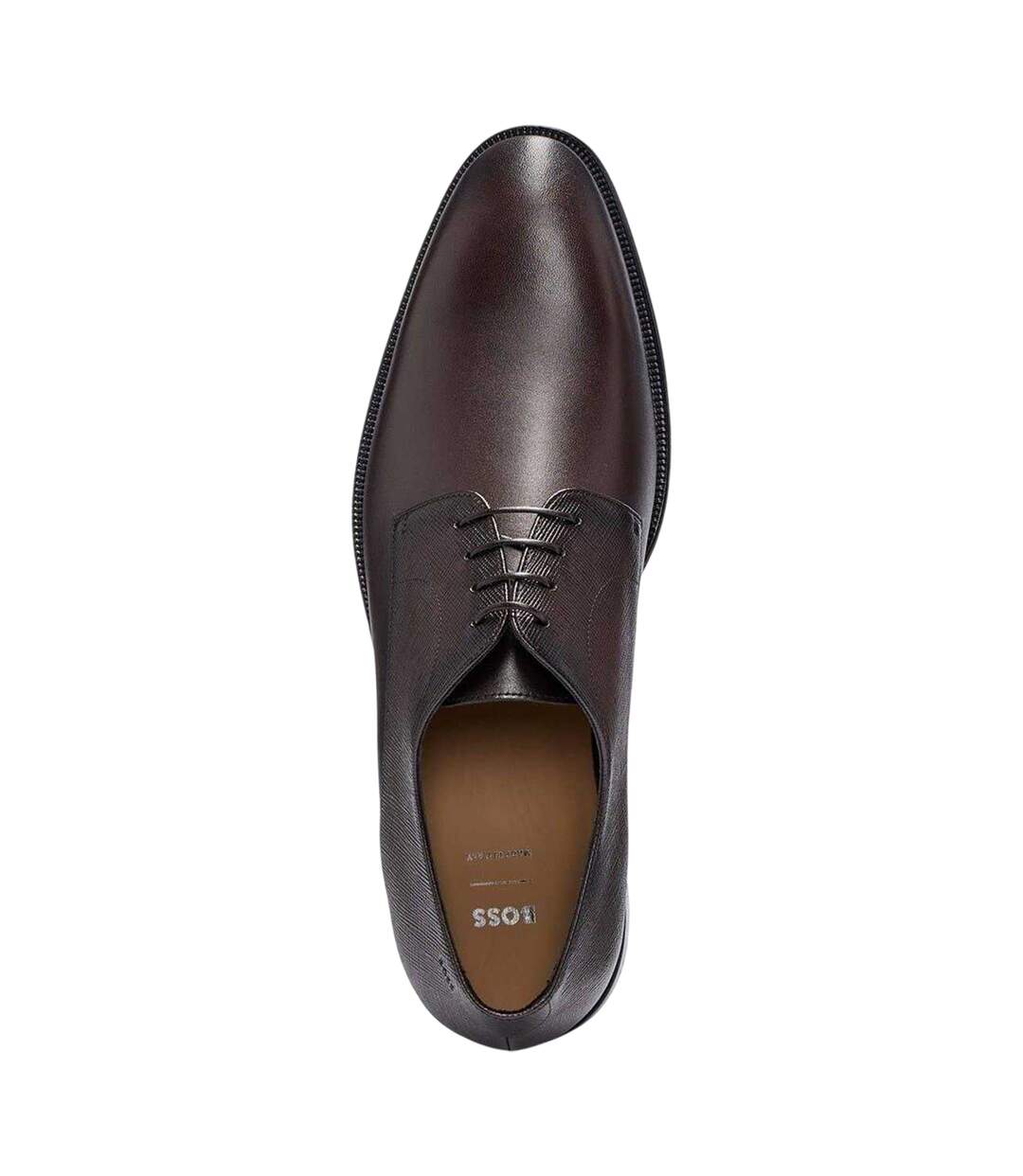 Mens Derrek Leather Formal Derby Shoes Dark Brown Boss-4
