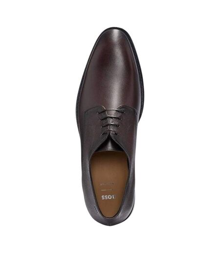 Mens Derrek Leather Formal Derby Shoes Dark Brown Boss