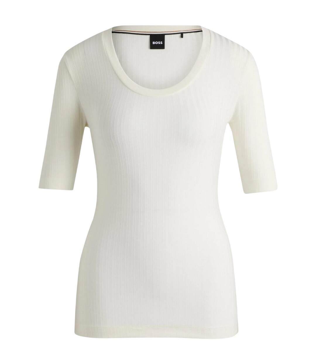 Womens/ladies Effilie Ribbed T-shirt White Boss-2