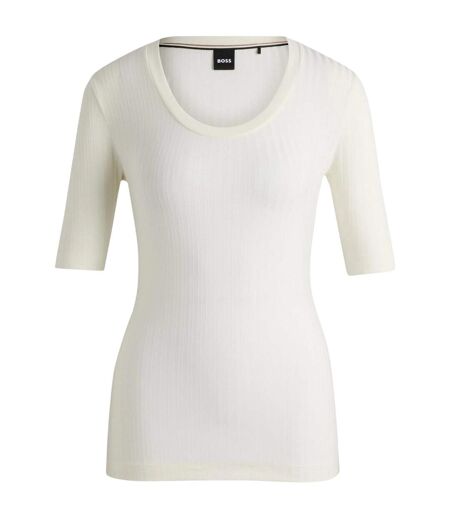 Womens/ladies Effilie Ribbed T-shirt White Boss