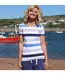 Womens/ladies Multi Stripe Breton Top Blue Lazy Jacks-1