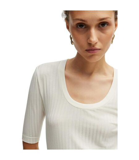 Womens/ladies Effilie Ribbed T-shirt White Boss