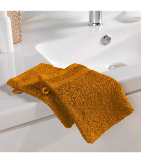 Lot de 2 Gants de Toilette Tendresse 15x21cm Jaune Curry