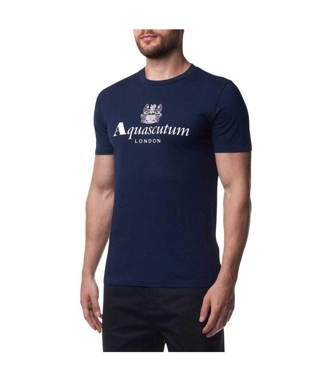 T-shirt Motif/style Gros Logo Bordeaux Homme Bleu Marine Foncé Aquascutum-1