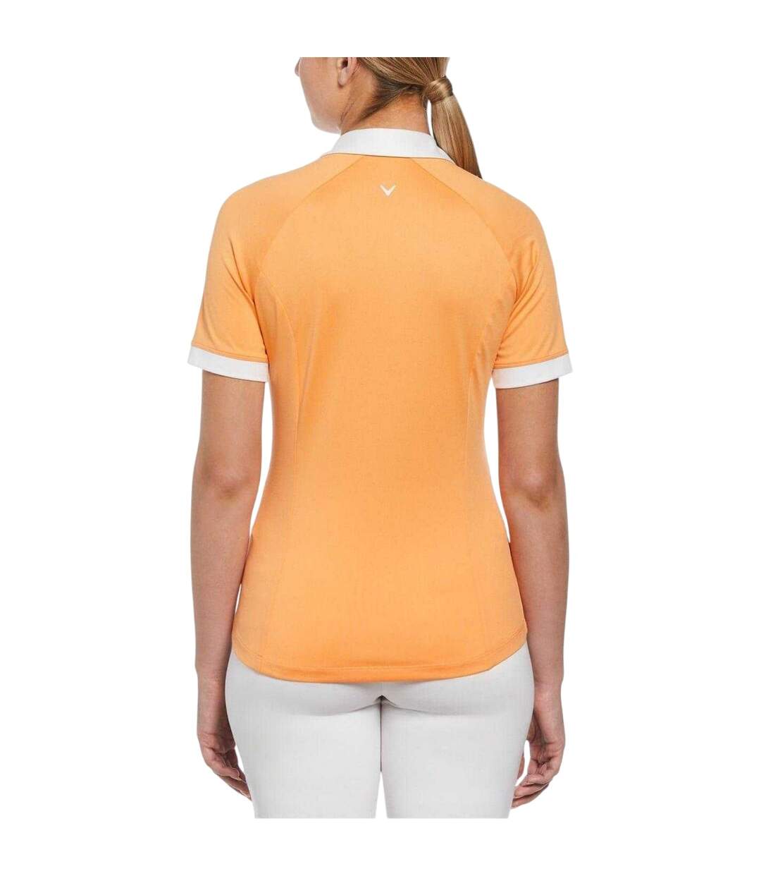 Womens/ladies Vplack Regular Polo Shirt Papaya Callaway-3