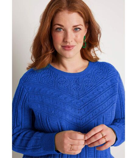 Pull doux ajouré boules col rond