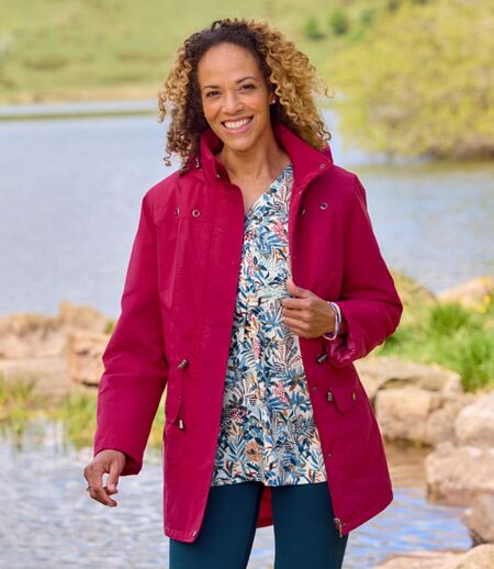 Gewatteerde parka met fuchsia capuchon