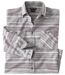 Men's Gray Striped Flannel Shirt 