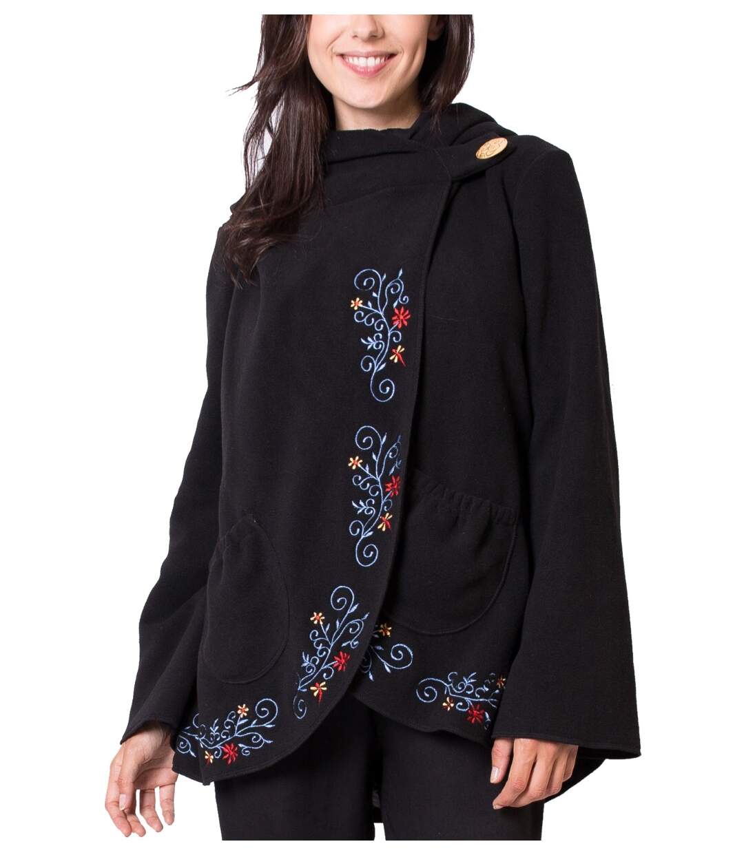 Veste polaire brodée COLUMBIA noire Coton Du Monde-1