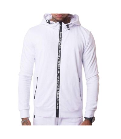 Veste zippé à capuche blanc homme project x paris basic zip - m