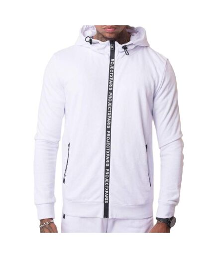 Veste zippé à capuche blanc homme project x paris basic zip - m