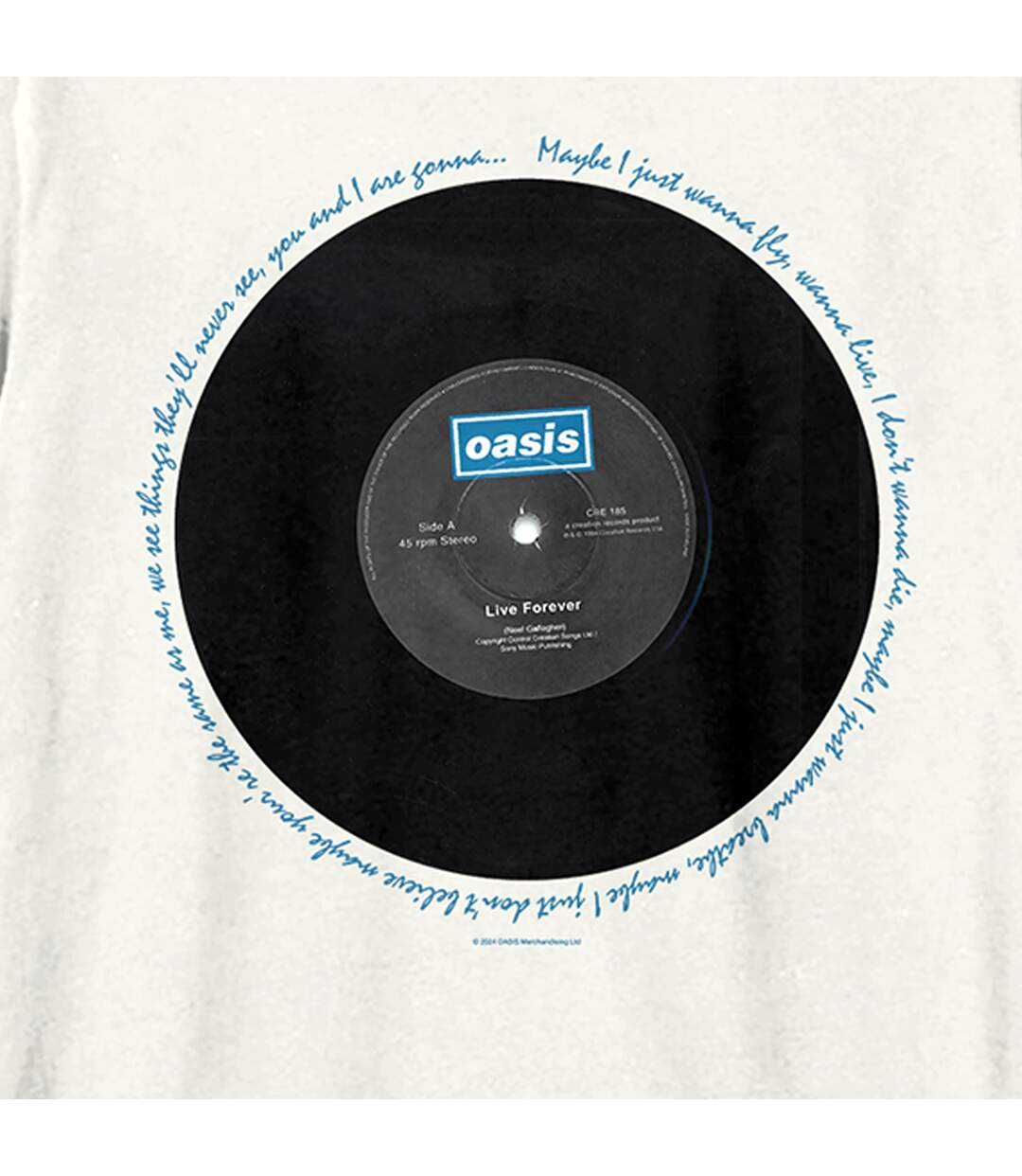 T-shirt live forever adulte vieux blanc Oasis Oasis