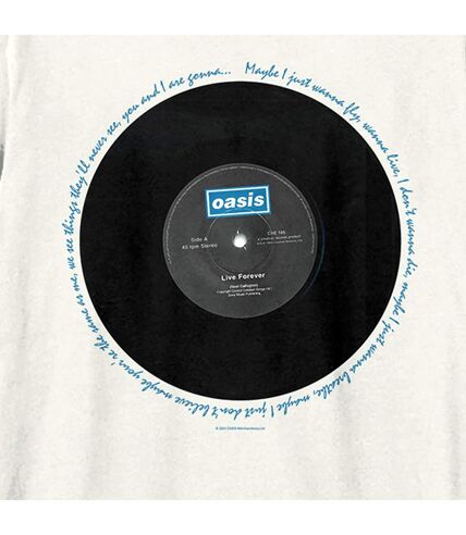 T-shirt live forever adulte vieux blanc Oasis