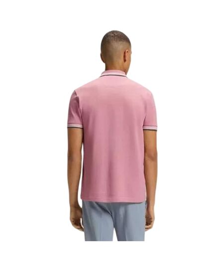 Mens Paddy Contrast Tipped Polo Shirt Pink Boss
