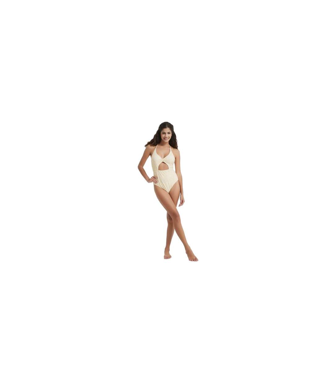 Maillot De Bain 1 Pièce Motif/style À Carreaux Femme Jaune Imprimé Be You-2