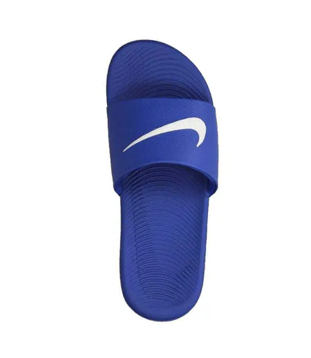 Childrens/kids Kawa Swoosh Slides Blue Silver Nike