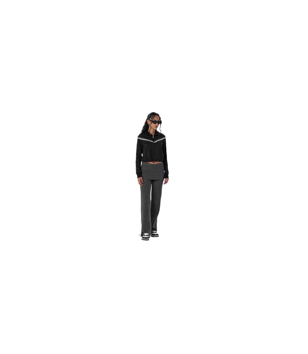 Pantalon Motif/style Se Rabat Sur L'avant Off Femme Gris Foncé Off White-1