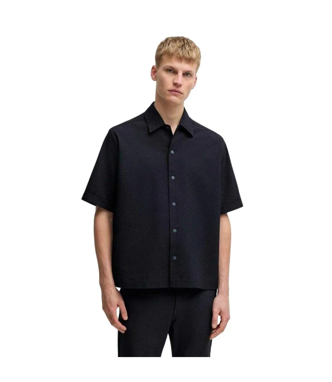 Chemise Manches Courtes Lapoully Homme Bleu Foncé Boss-3
